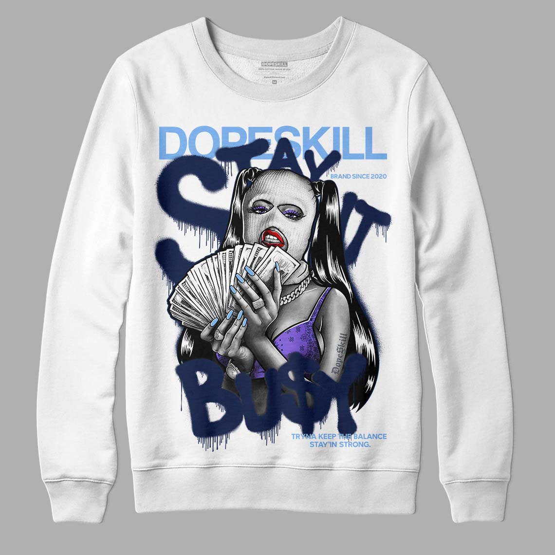 Jordan 5 SE “Georgetown” DopeSkill Sweatshirt Stay It Busy Graphic Streetwear