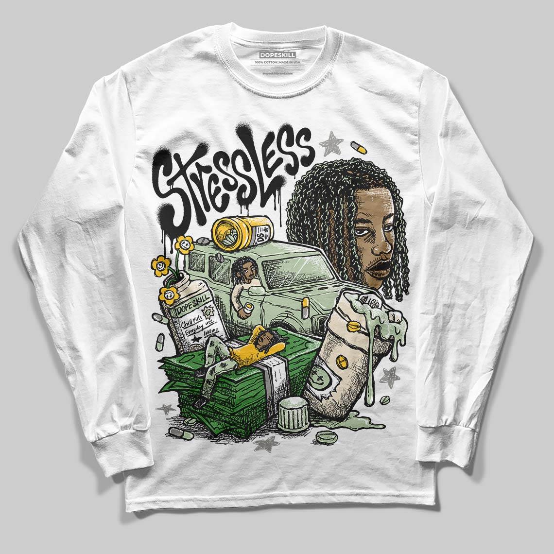 Jordan 4 WMNS “Seafoam” (2025) DopeSkill Long Sleeve T-Shirt Stressless Graphic Streetwear - White