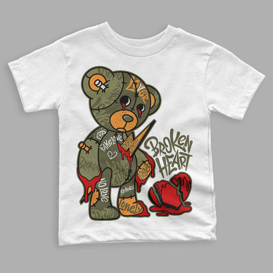 Jordan 5 "Olive" DopeSkill Toddler Kids T-shirt Broken Heart Graphic Streetwear - White
