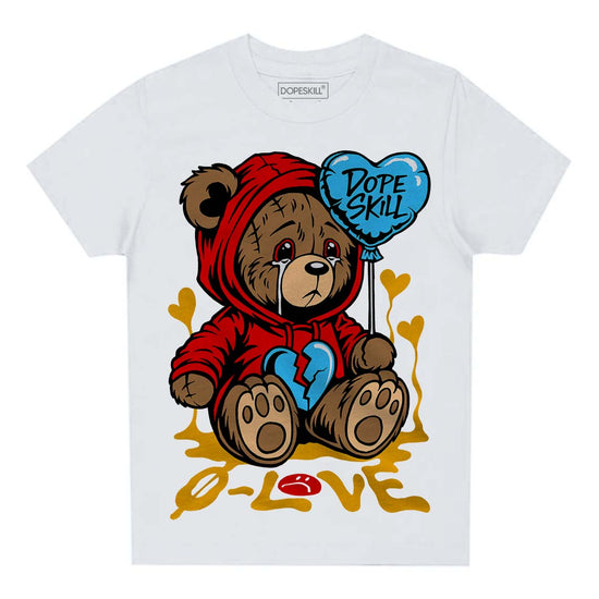 Red Sneakers DopeSkill Toddler Kids T-shirt Broken Bear Graphic Streetwear - White