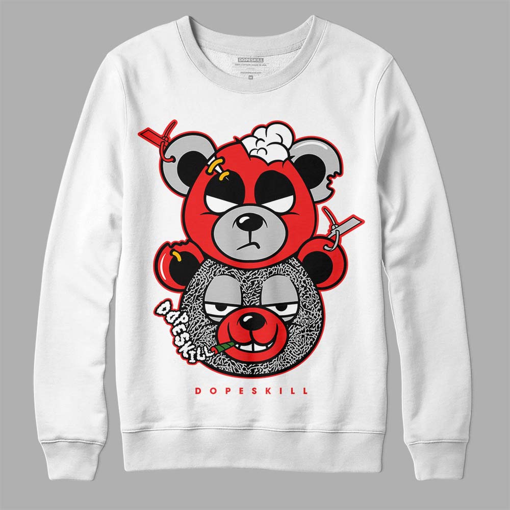 Jordan Spizike Low Bred DopeSkill Sweatshirt New Double Bear Graphic Streetwear - White 