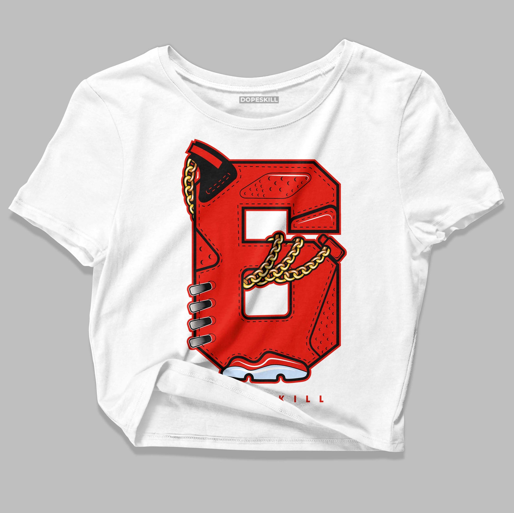 Jordan 6 Retro Toro Bravo DopeSkill Women's Crop Top No.6 Graphic Streetwear - White