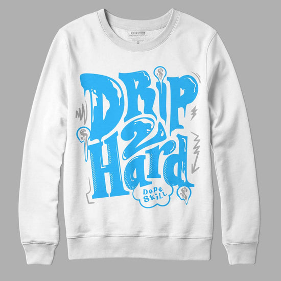 Jordan 2 Low "University Blue" DopeSkill Sweatshirt Drip Too Hard Graphic Streetwear - White