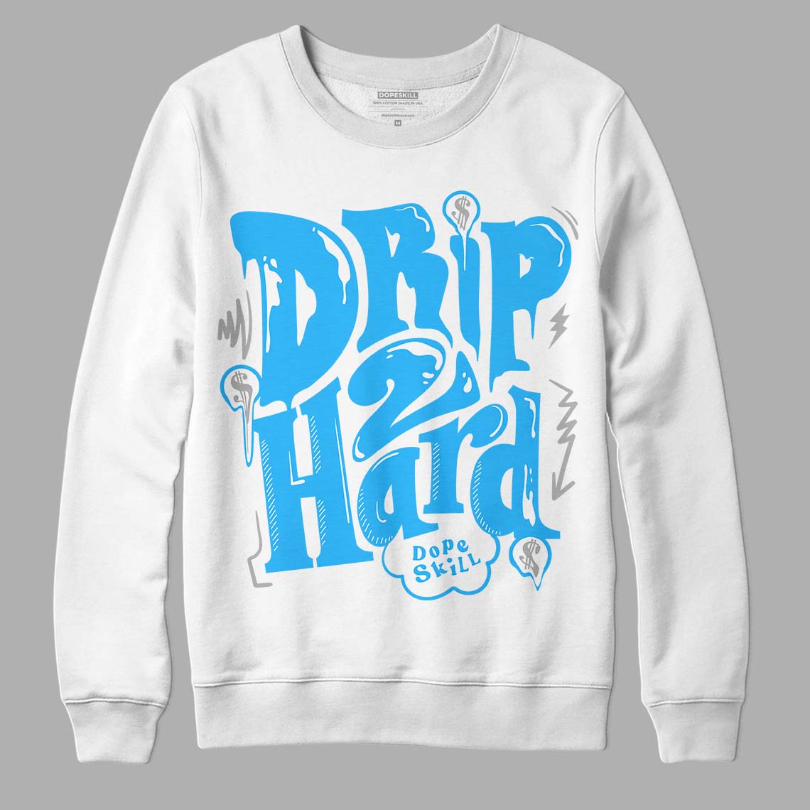 Jordan 2 Low "University Blue" DopeSkill Sweatshirt Drip Too Hard Graphic Streetwear - White