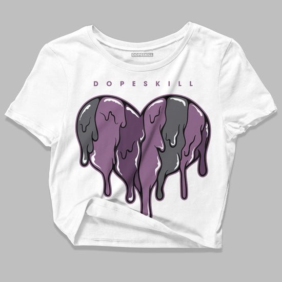 Jordan 2 “Mauve/Off-Noir” DopeSkill Women's Crop Top Slime Drip Heart Graphic Streetwear - White