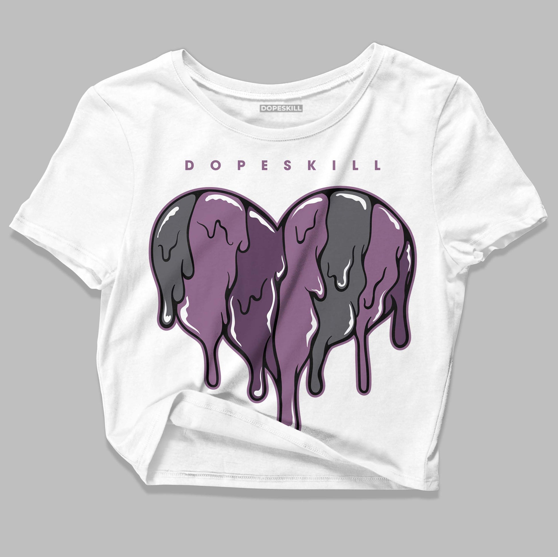 Jordan 2 “Mauve/Off-Noir” DopeSkill Women's Crop Top Slime Drip Heart Graphic Streetwear - White