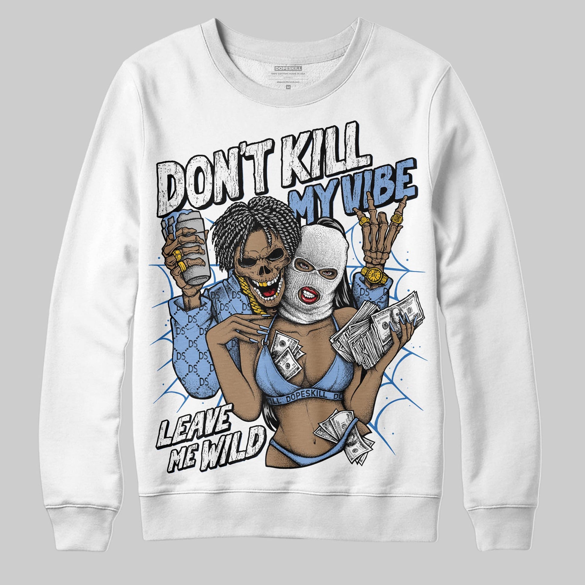Jordan 4 WMNS 'Forget Me Not' DopeSkill Sweatshirt Don't Kill My Vibe Graphic Streetwear - White