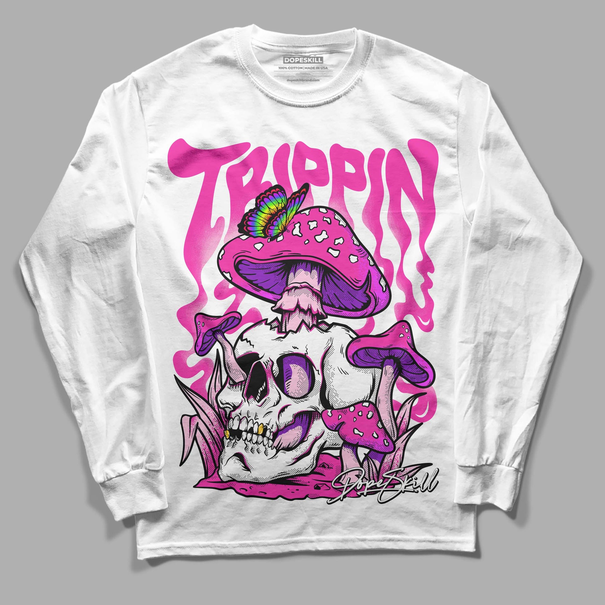 Pink Sneakers DopeSkill Long Sleeve T-Shirt Trippin Graphic Streetwear - Whiite