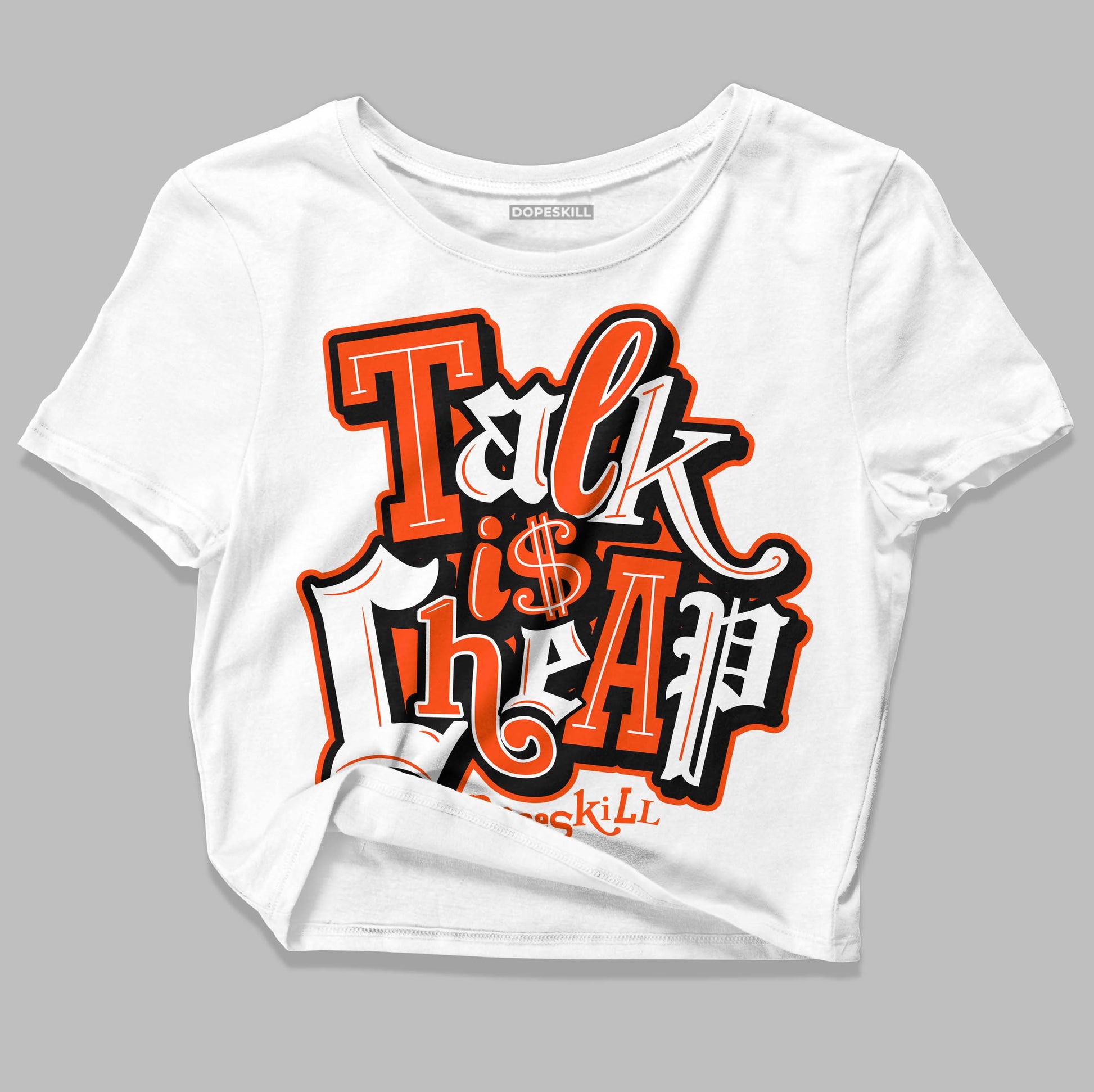 MSCHF Super Normal 2 Orange Milk DopeSkill Women's Crop Top Talk Is Chip Graphic Streetwear - White