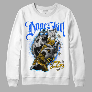 Royal Blue Sneakers DopeSkill Sweatshirt Money Loves Me Graphic Streetwear - White