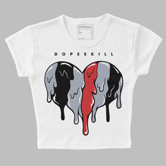 Jordan 4 “Bred Reimagined” DopeSkill Women's Crop Top Slime Drip Heart Graphic Streetwear - WHite