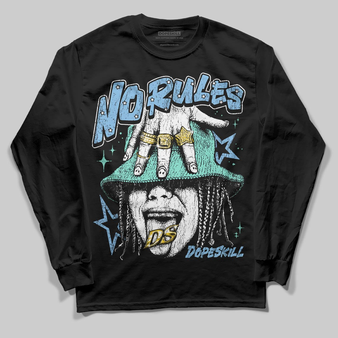 University Blue Sneakers DopeSkill Long Sleeve T-Shirt No Rules Graphic Streetwear - Black