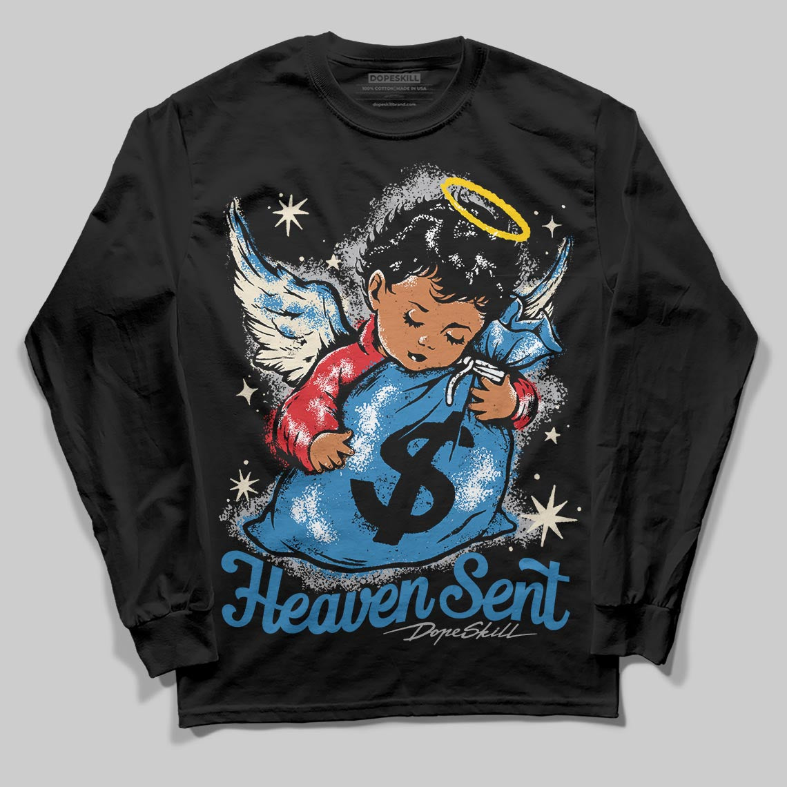 Jordan 3 Retro OG Rare Air DopeSkill Long Sleeve T-Shirt Heaven Sent Graphic Streetwear - Black
