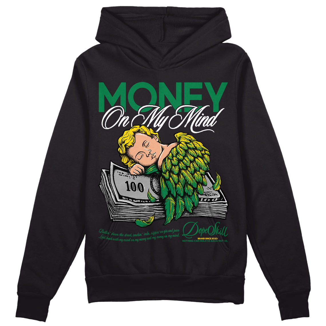 Jordan 5 “Lucky Green” DopeSkill Hoodie Sweatshirt MOMM Graphic Streetwear - Black