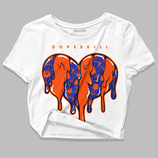 Dunk Low Futura Orange Blaze DopeSkill Women's Crop Top Slime Drip Heart Graphic Streetwear - White