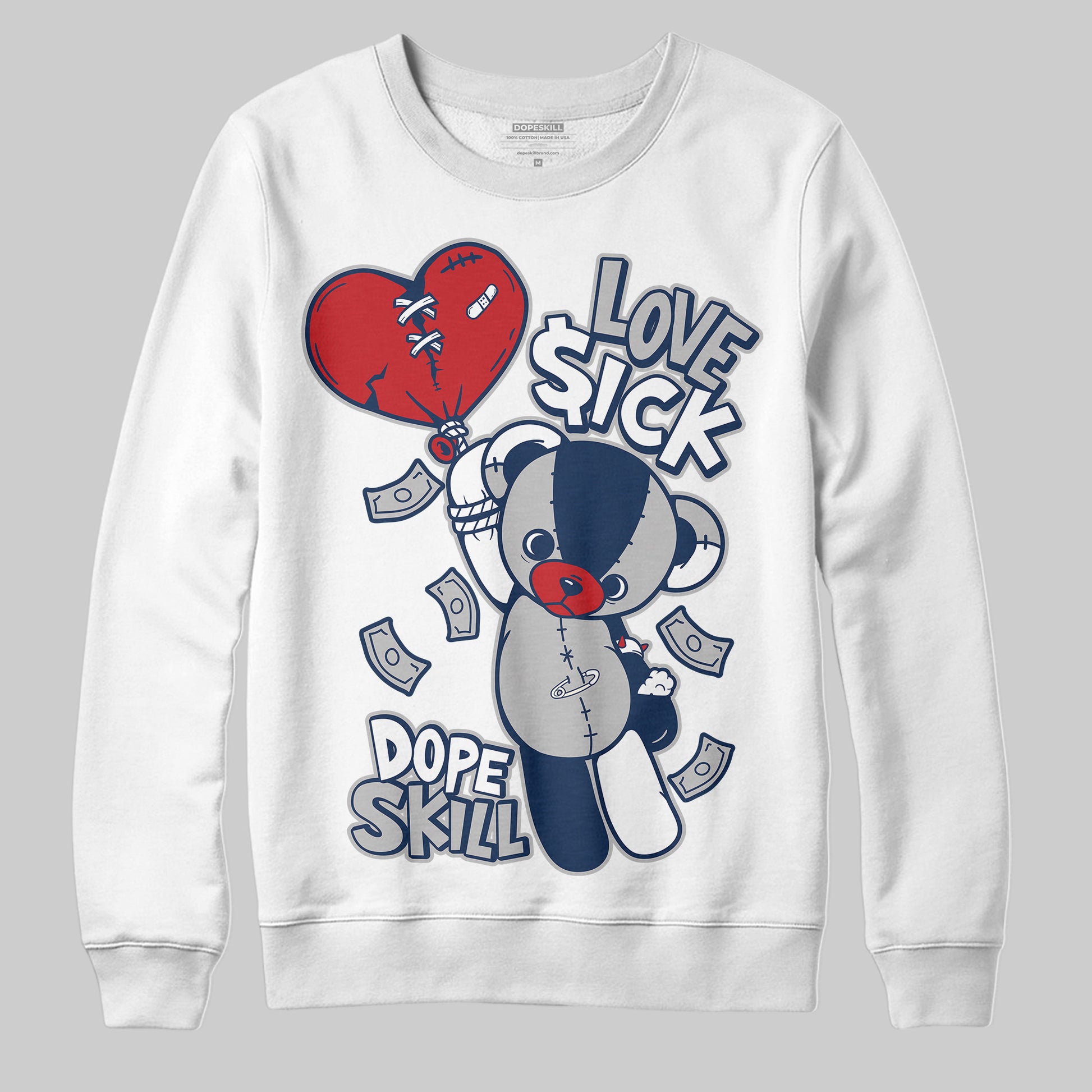 Jordan 4 SB “Summit White/Navy” DopeSkill Sweatshirt Love Sick Graphic Streetwear - White