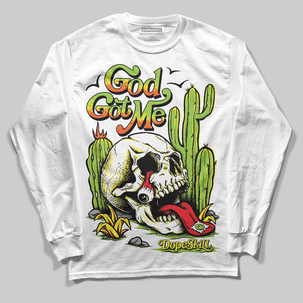 Neon Green Sneakers DopeSkill Long Sleeve T-Shirt God Got Me Graphic Streetwear - White