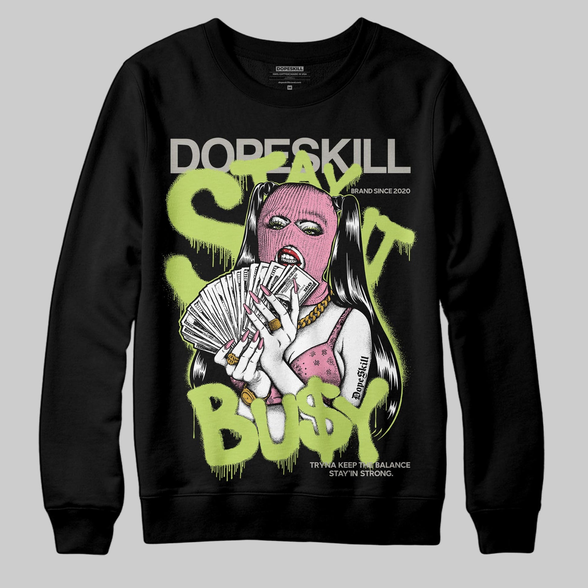 Chase B x Travis Scott x Jordan Jumpman Jack DopeSkill Sweatshirt Stay It Busy Graphic Streetwear - Black