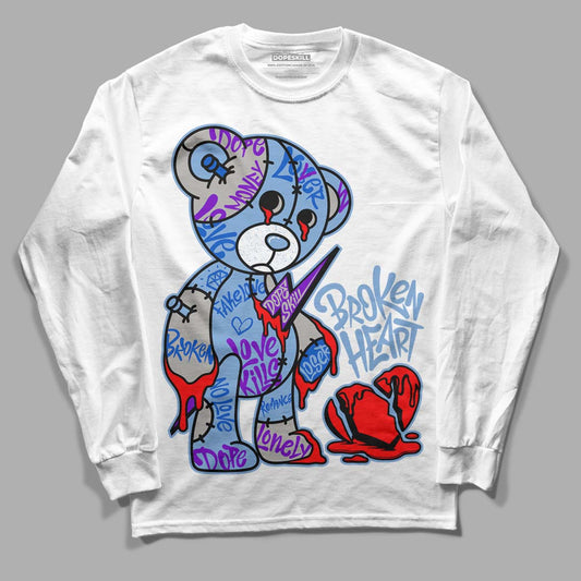Jordan 5 Retro University Blue DopeSkill Long Sleeve T-Shirt Broken Heart Graphic Streetwear - WHite