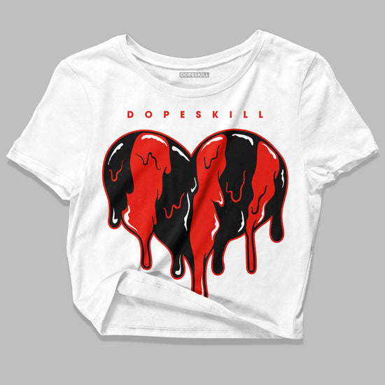 Jordan 6 Retro Toro Bravo DopeSkill Women's Crop Top Slime Drip Heart Graphic Streetwear - White