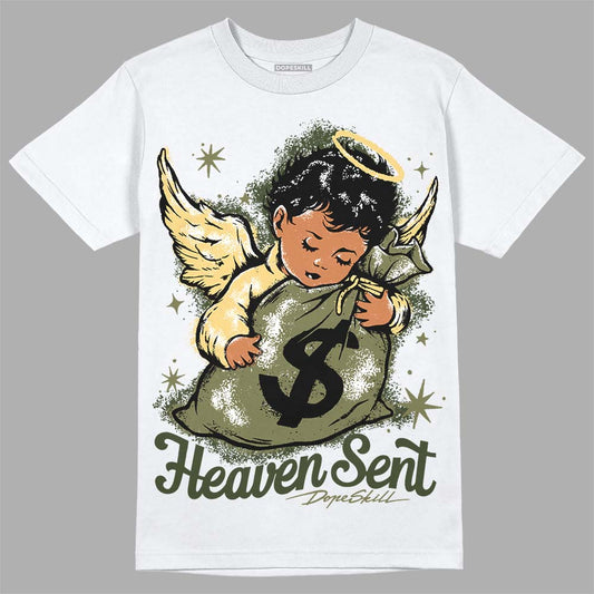 Jordan 4 Retro SE Craft Medium Olive DopeSkill T-Shirt Heaven Sent Graphic Streetwear - White