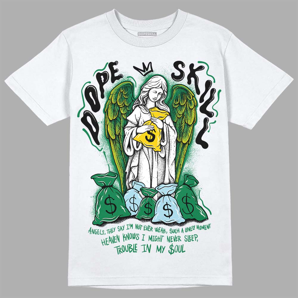 Jordan 5 “Lucky Green” DopeSkill T-Shirt Angels Graphic Streetwear - White 