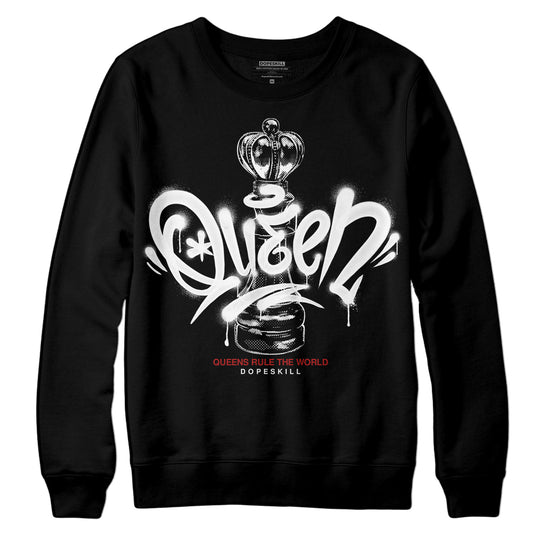 Jordan 14 "Black/White" DopeSkill Sweatshirt Queen Chess Graphic Streetwear - Black