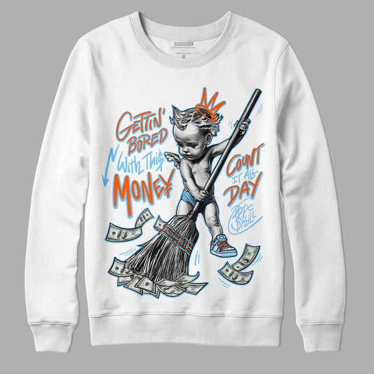 Dunk Low Futura University Blue DopeSkill Sweatshirt Gettin Bored With This Money Graphic Streetwear - White