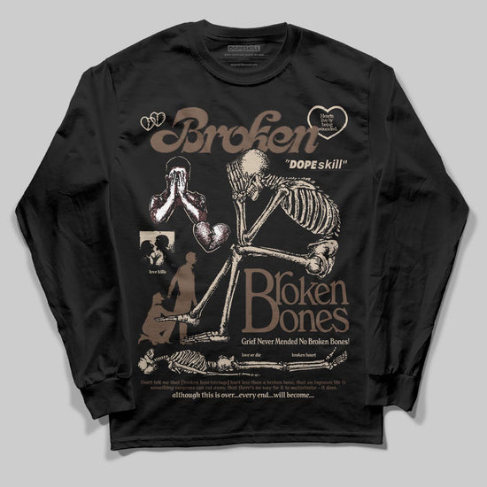 A Ma Maniére x Air Jordan 4 “Dark Mocha” DopeSkill Long Sleeve T-Shirt Broken Bones Graphic Streetwear - Black