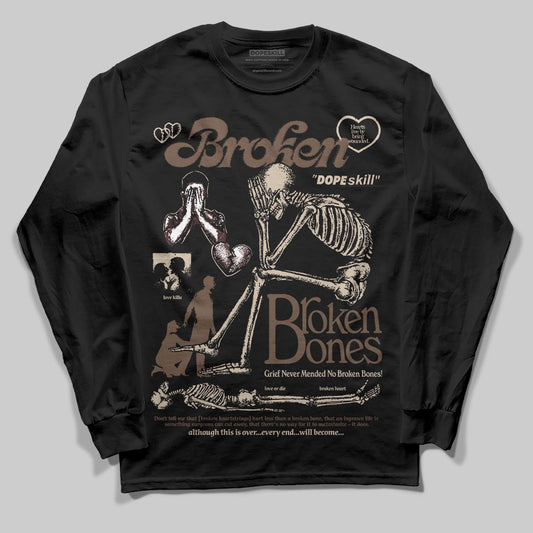 A Ma Maniére x Air Jordan 4 “Dark Mocha” DopeSkill Long Sleeve T-Shirt Broken Bones Graphic Streetwear - Black