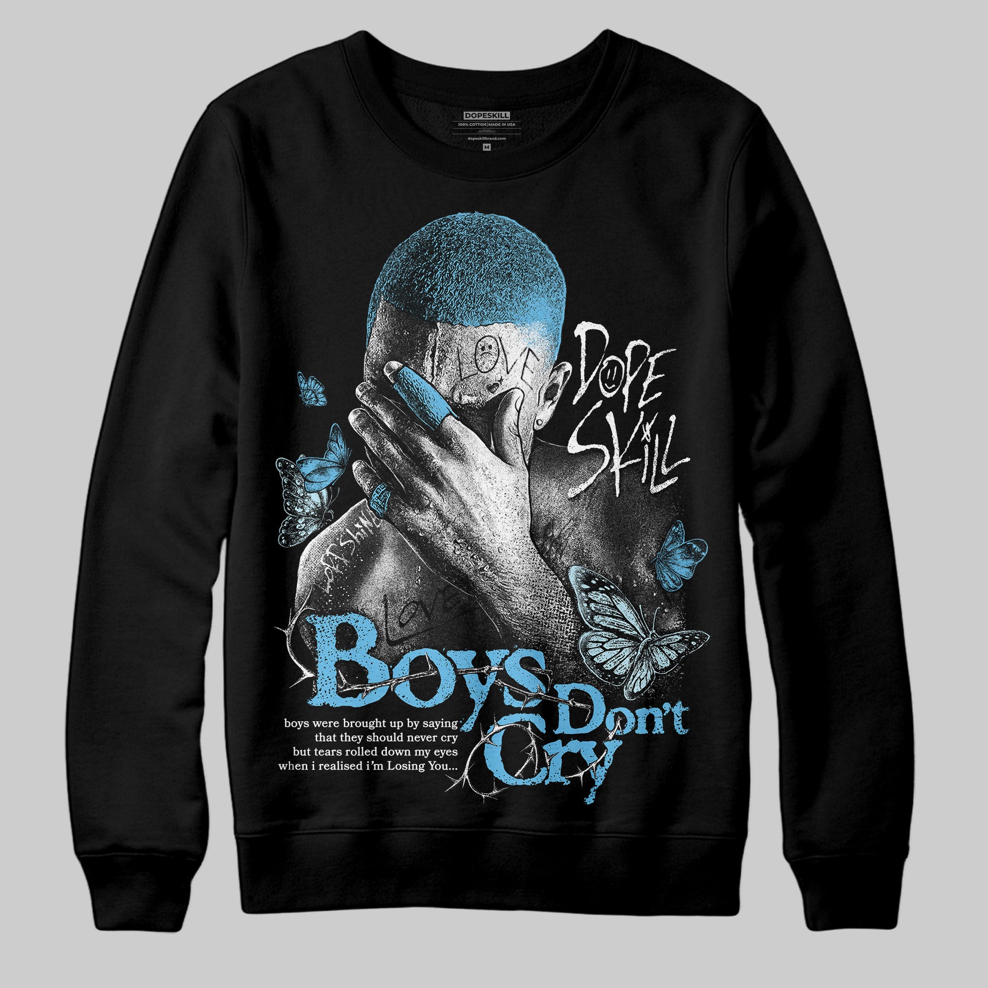 Jordan 11 Retro Legend Blue DopeSkill Sweatshirt Boys Don't Cry Graphic Streetwear - Black