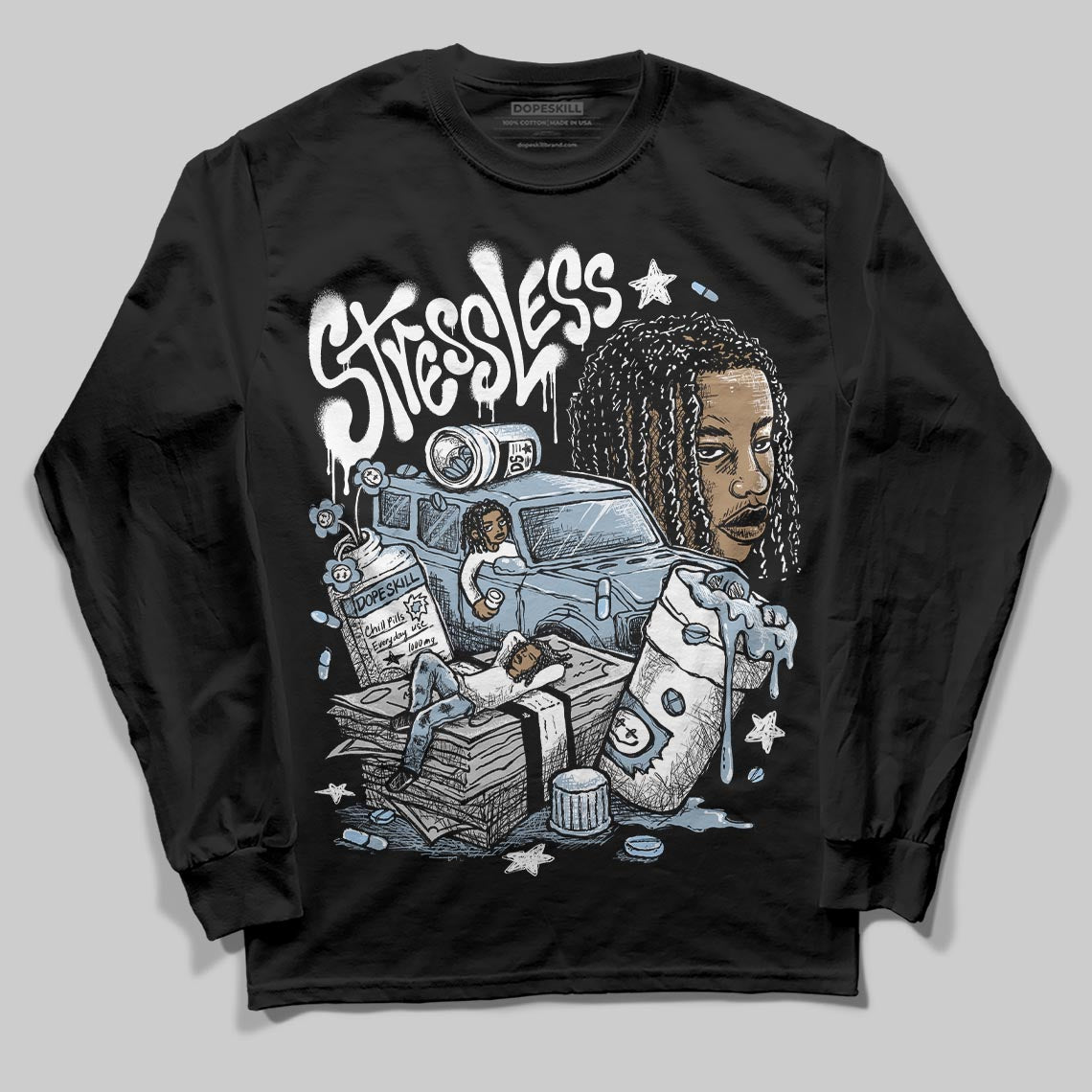 Jordan 40 “Blue Suede” DopeSkill Long Sleeve T-Shirt Stressless Graphic Streetwear - Black