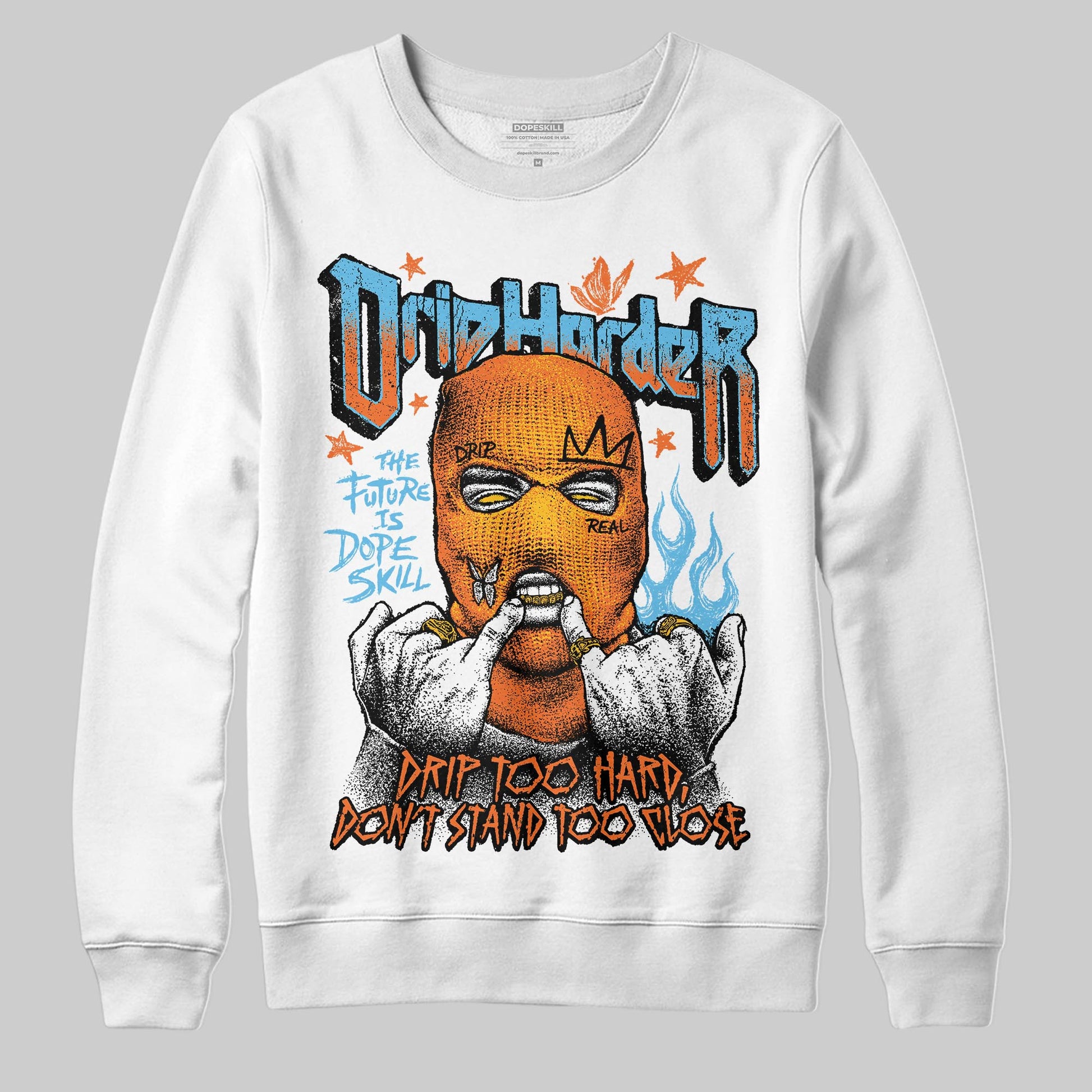 Orange, Black and White Sneakers DopeSkill Sweatshirt Drip Harder Graphic Streetwear - White