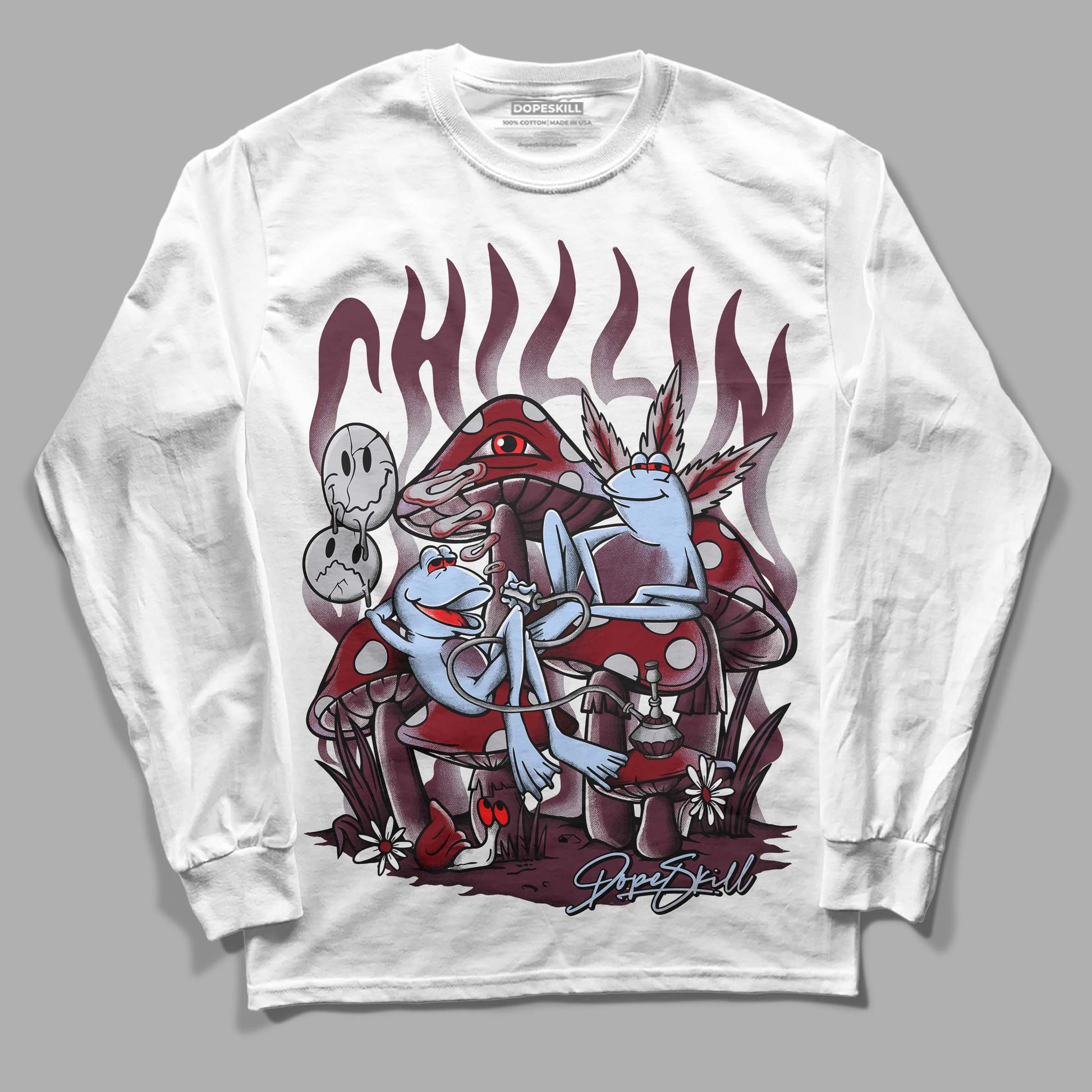 Jordan 5 Retro Burgundy (2023) DopeSkill Long Sleeve T-Shirt Chillin Graphic Streetwear - White