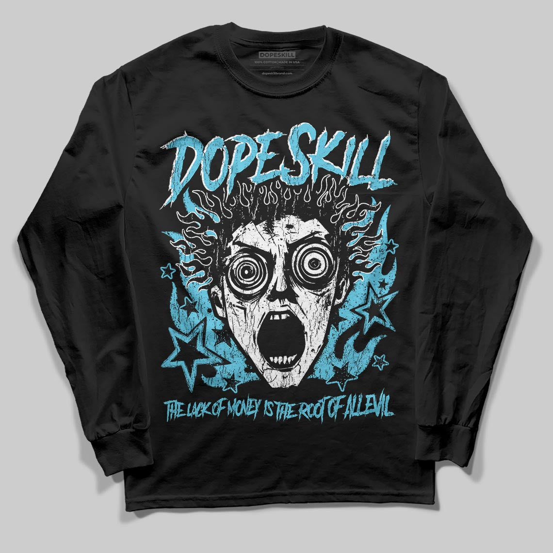 Jordan 11 Retro Gamma Blue (2025) DopeSkill Long Sleeve T-Shirt Root of Evil Graphic Streetwear - Black