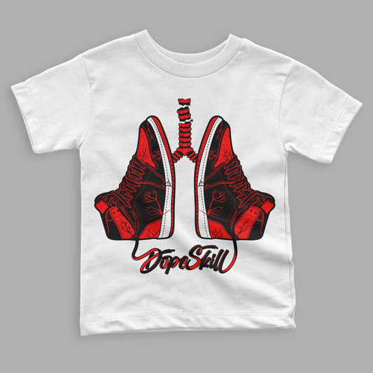 Jordan 1 Retro High OG "Satin Bred" DopeSkill Toddler Kids T-shirt Breathe Graphic Streetwear - White 