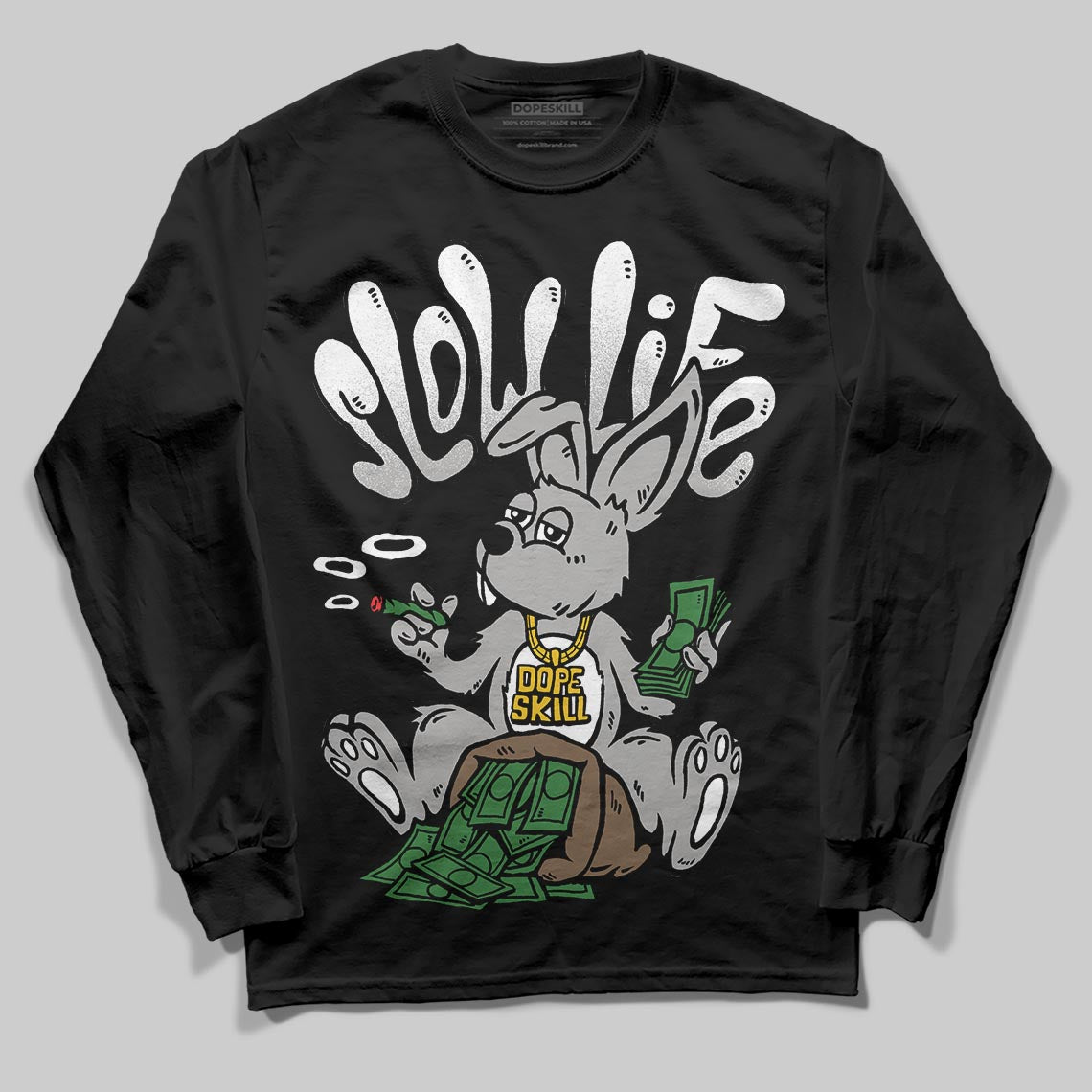 Black and White Sneakers DopeSkill Long Sleeve T-Shirt Slow Life Graphic Streetwear  - Black