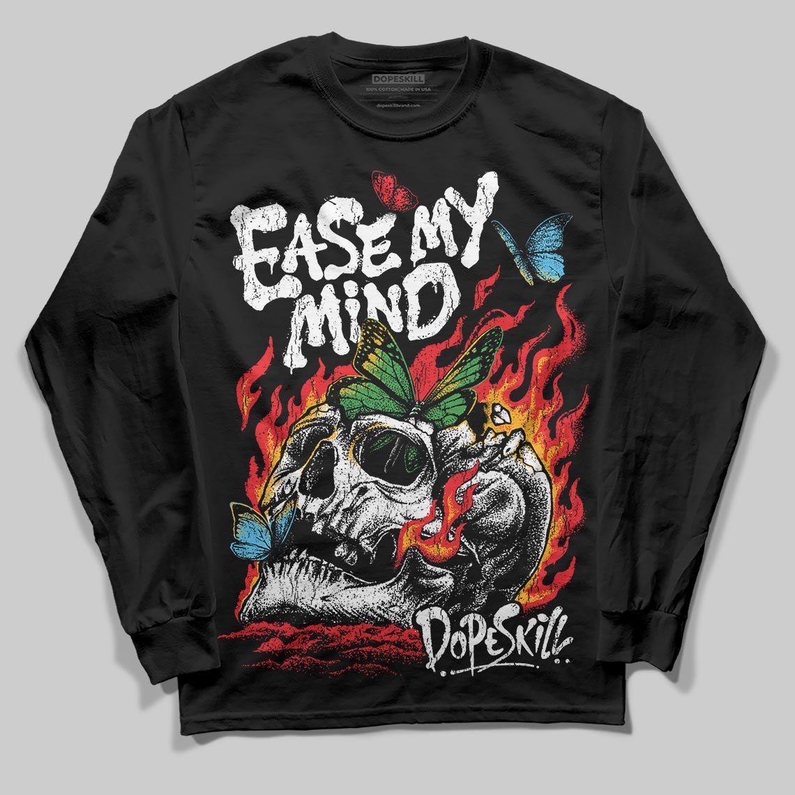 Red Sneakers DopeSkill Long Sleeve T-Shirt Ease My Mind Graphic Streetwear - Black