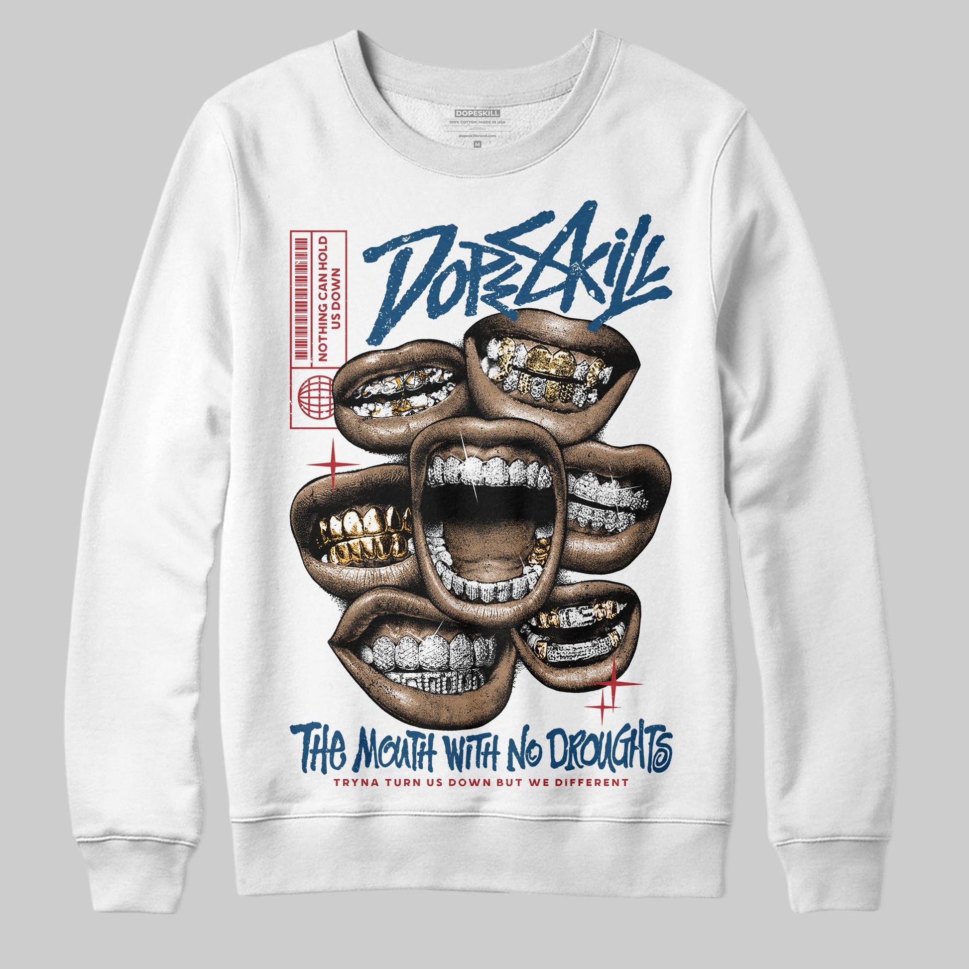 Jordan 12 Retro French Blue (2025) DopeSkill Sweatshirt The Mouth With No Droughts Graphic Streetwear