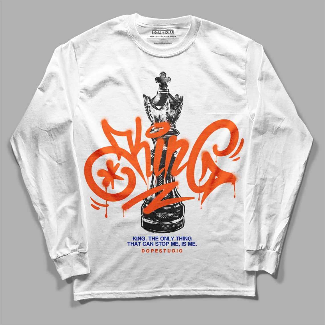 Dunk Low Futura Orange Blaze DopeSkill Long Sleeve T-Shirt King Chess Graphic Streetwear - White