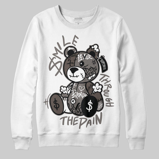 Jordan 4 Retro Cave Stone DopeSkill Sweatshirt Smile Through The Pain Graphic Streetwear - White