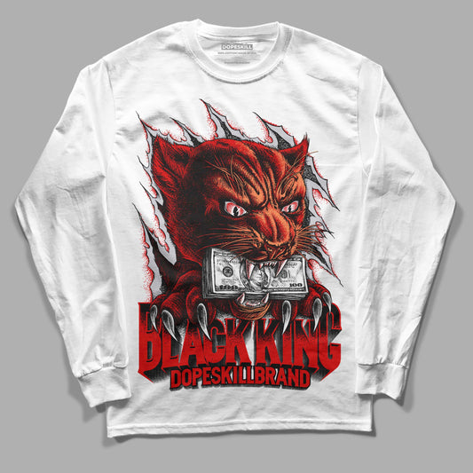 Jordan 4 Retro Red Cement DopeSkill Long Sleeve T-Shirt Black King Graphic Streetwear - White