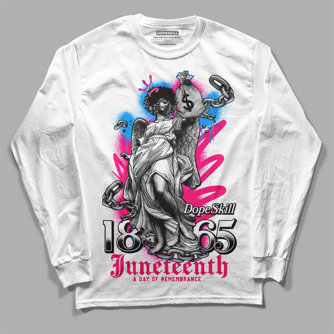 Jordan 1 Low GS “Fierce Pink” Dopeskill Long Sleeve T-Shirt Juneteenth Graphic Streetwear - White