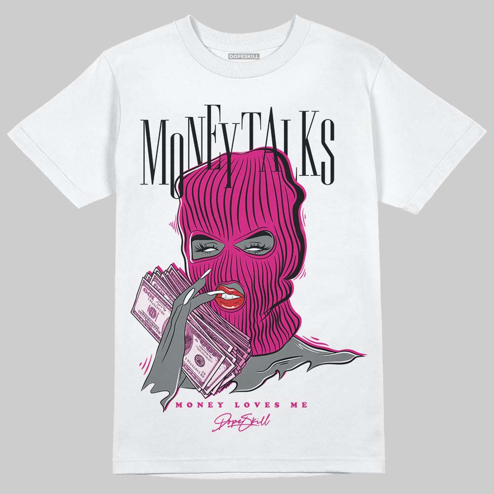 Rick Owens Pink Leather Low Sneakers DopeSkill T-Shirt Money Talks Graphic Streetwear - White