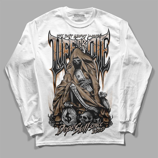 Jordan 3 Retro Palomino DopeSkill Long Sleeve T-Shirt Life or Die Graphic Streetwear - White