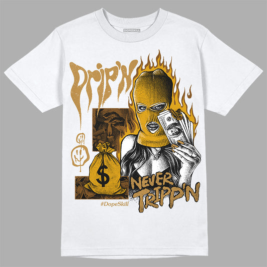 Jordan 13 Wheat 2023 DopeSkill T-Shirt Drip'n Never Tripp'n Graphic Streetwear - White 