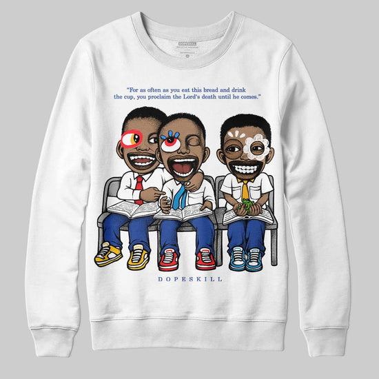 Royal Blue Sneakers DopeSkill Sweatshirt First Sunday Graphic Streetwear - White