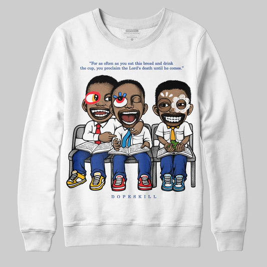 Royal Blue Sneakers DopeSkill Sweatshirt First Sunday Graphic Streetwear - White