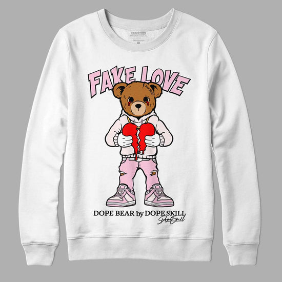 Dunk Low LX Pink Foam DopeSkill Sweatshirt Fake Love Graphic Streetwear - White