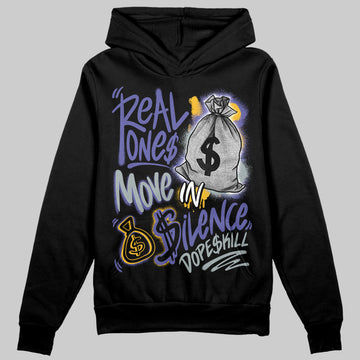Jordan 4 Retro Lakers DopeSkill Hoodie Sweatshirt Real Ones Move In Silence Graphic Streetwear - Black